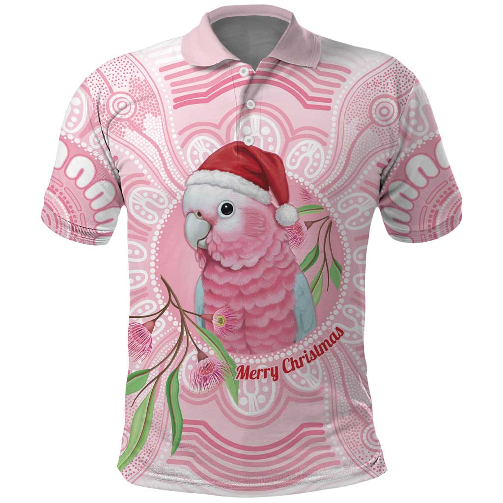 Funny Pink Galah Australia Christmas Polo Shirt Eucalyptus Blossoms Aboriginal Art - Aussie Hoodie