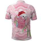Funny Pink Galah Australia Christmas Polo Shirt Eucalyptus Blossoms Aboriginal Art - Aussie Hoodie