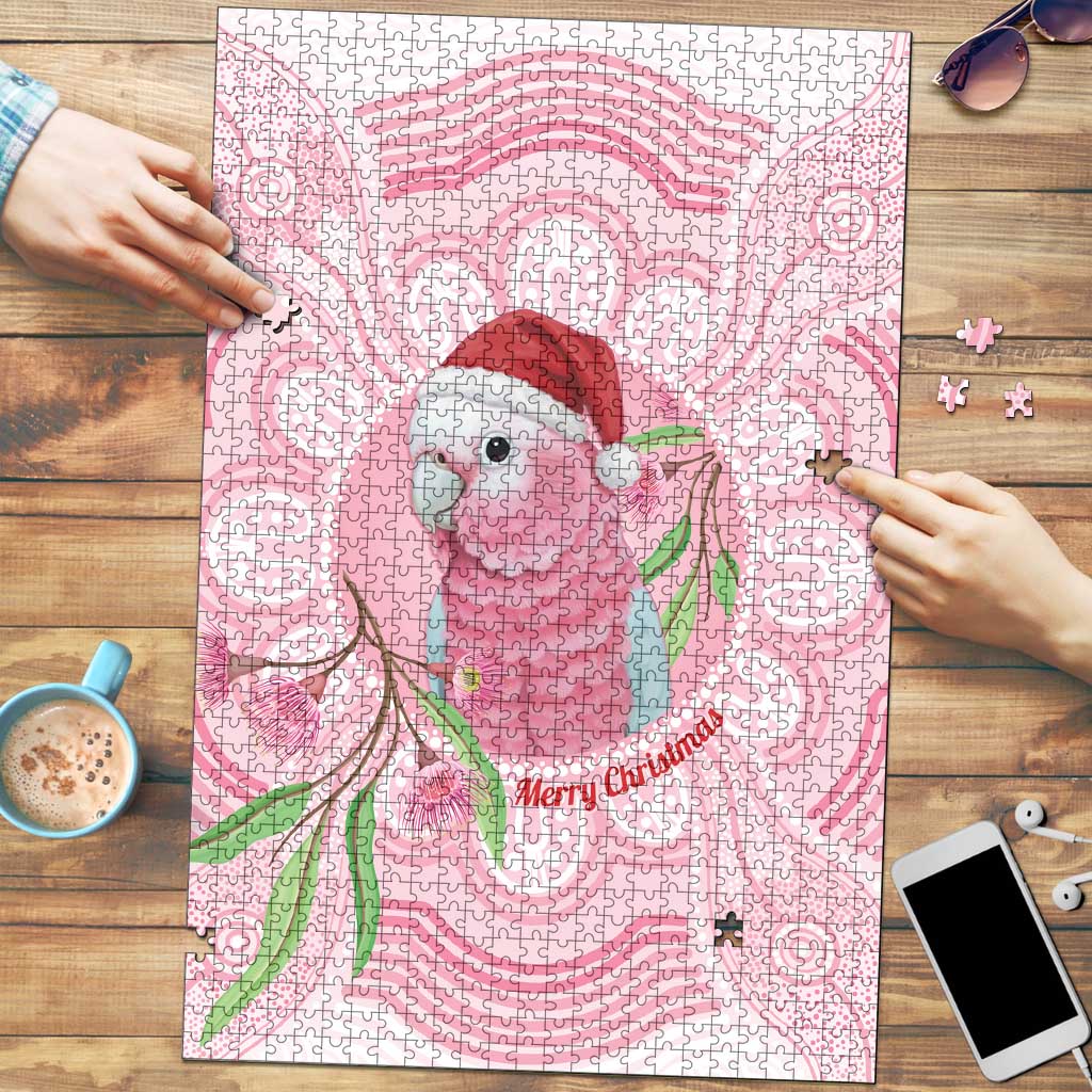 Funny Pink Galah Australia Christmas Puzzle Eucalyptus Blossoms Aboriginal Art - Aussie Hoodie