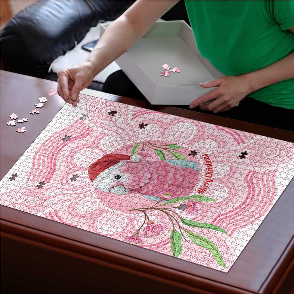 Funny Pink Galah Australia Christmas Puzzle Eucalyptus Blossoms Aboriginal Art - Aussie Hoodie