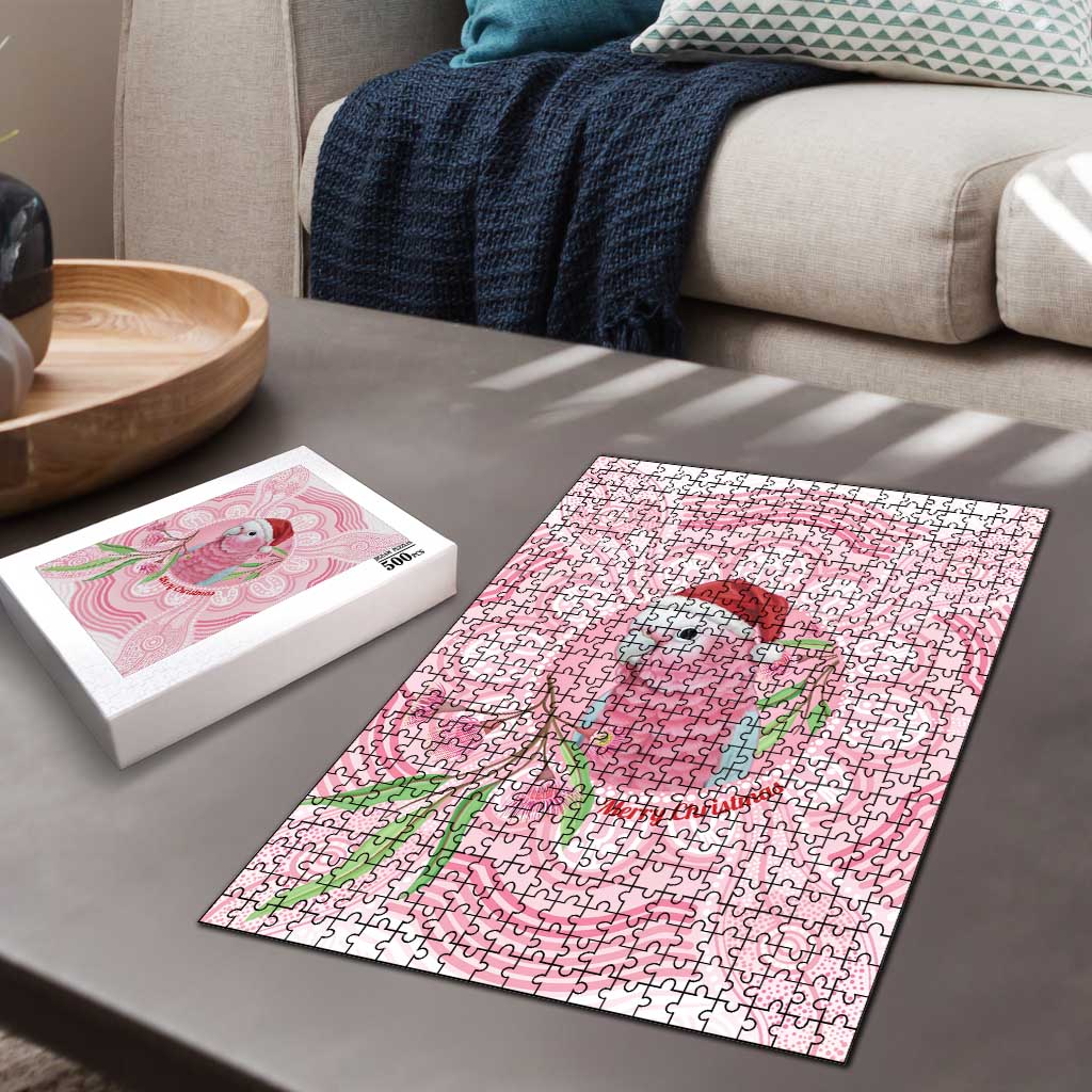 Funny Pink Galah Australia Christmas Puzzle Eucalyptus Blossoms Aboriginal Art - Aussie Hoodie