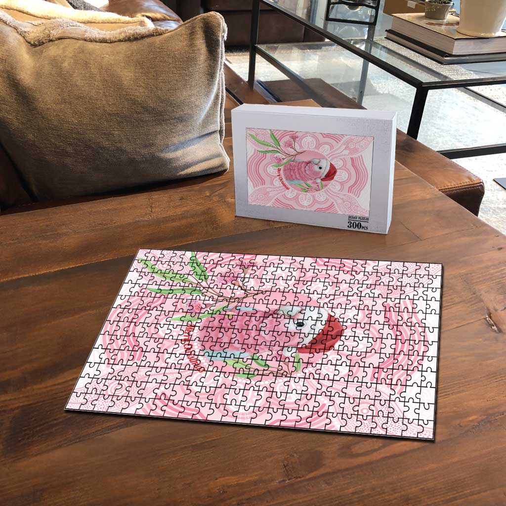Funny Pink Galah Australia Christmas Puzzle Eucalyptus Blossoms Aboriginal Art - Aussie Hoodie