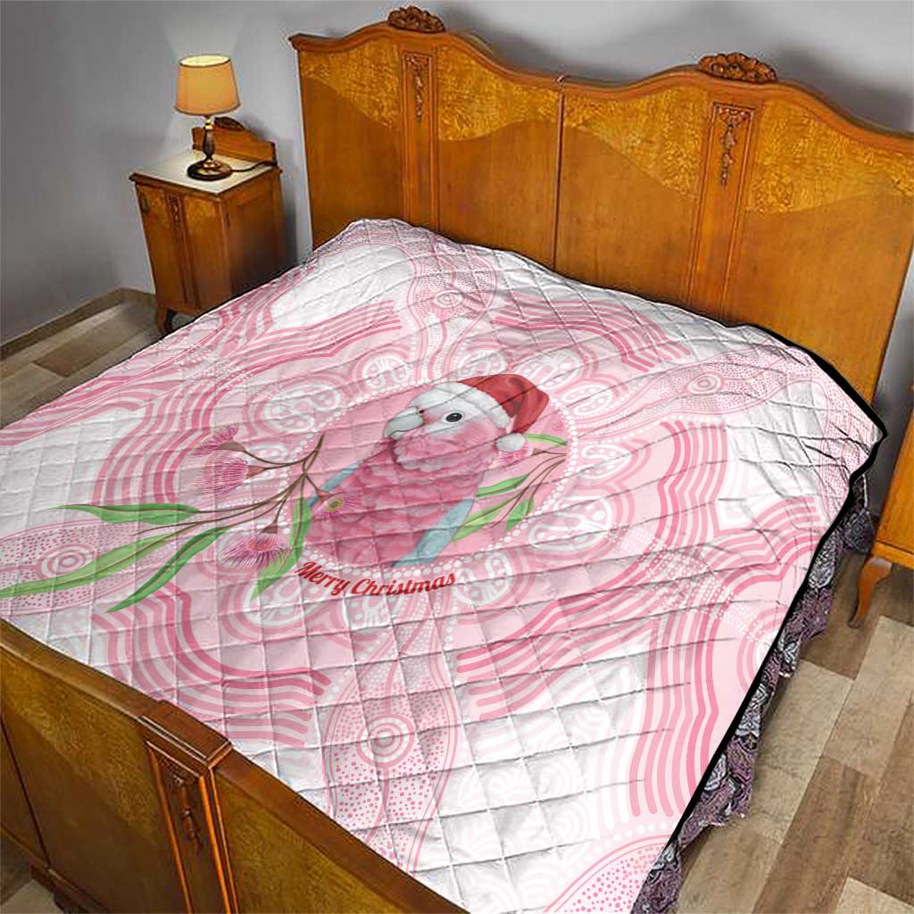 Funny Pink Galah Australia Christmas Quilt Eucalyptus Blossoms Aboriginal Art - Aussie Hoodie