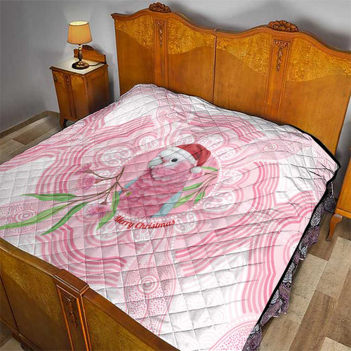 Funny Pink Galah Australia Christmas Quilt Eucalyptus Blossoms Aboriginal Art - Aussie Hoodie