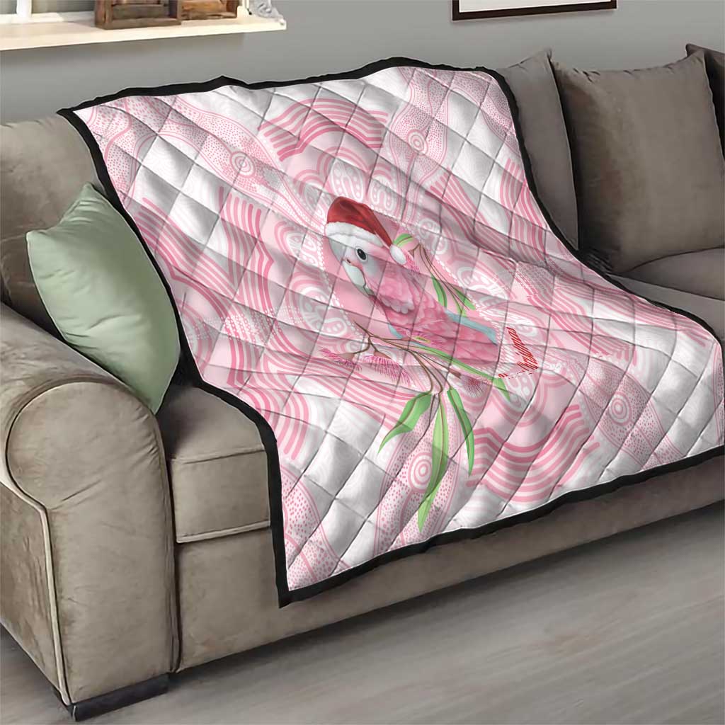 Funny Pink Galah Australia Christmas Quilt Eucalyptus Blossoms Aboriginal Art - Aussie Hoodie
