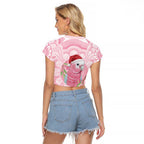 Funny Pink Galah Australia Christmas Raglan Cropped T Shirt Eucalyptus Blossoms Aboriginal Art - Aussie Hoodie