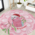 Funny Pink Galah Australia Christmas Round Carpet Eucalyptus Blossoms Aboriginal Art - Aussie Hoodie