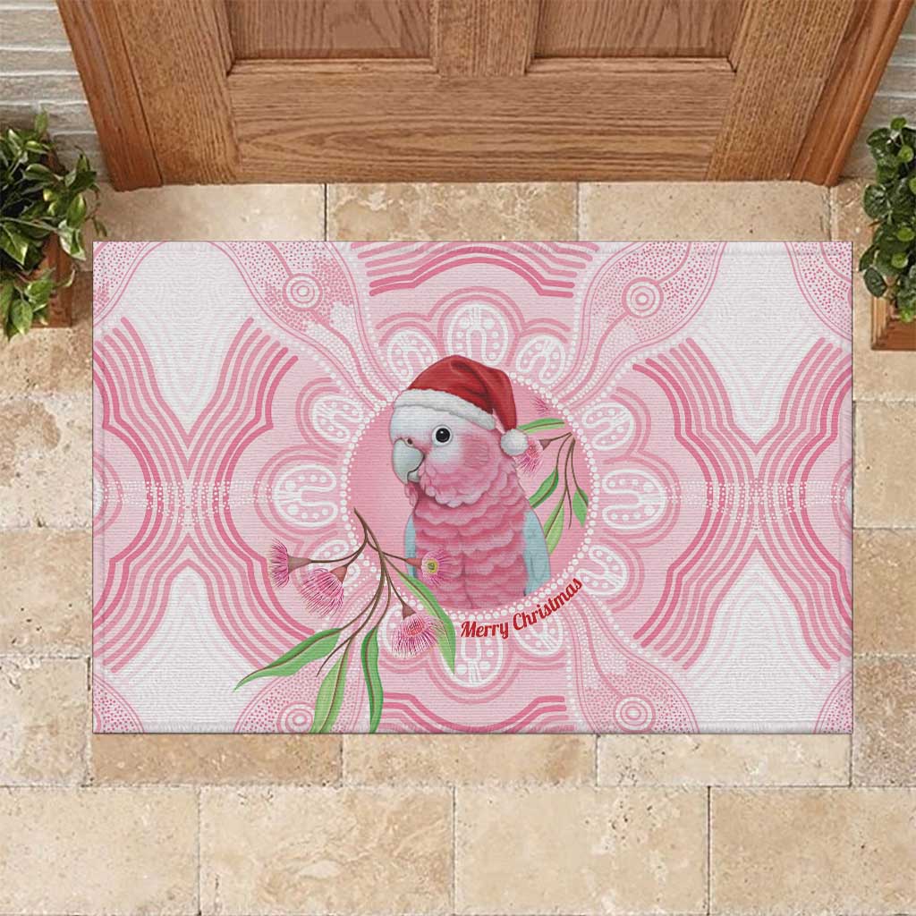 Funny Pink Galah Australia Christmas Rubber Doormat Eucalyptus Blossoms Aboriginal Art - Aussie Hoodie