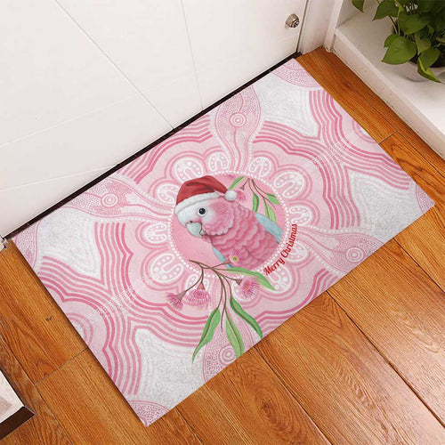 Funny Pink Galah Australia Christmas Rubber Doormat Eucalyptus Blossoms Aboriginal Art - Aussie Hoodie