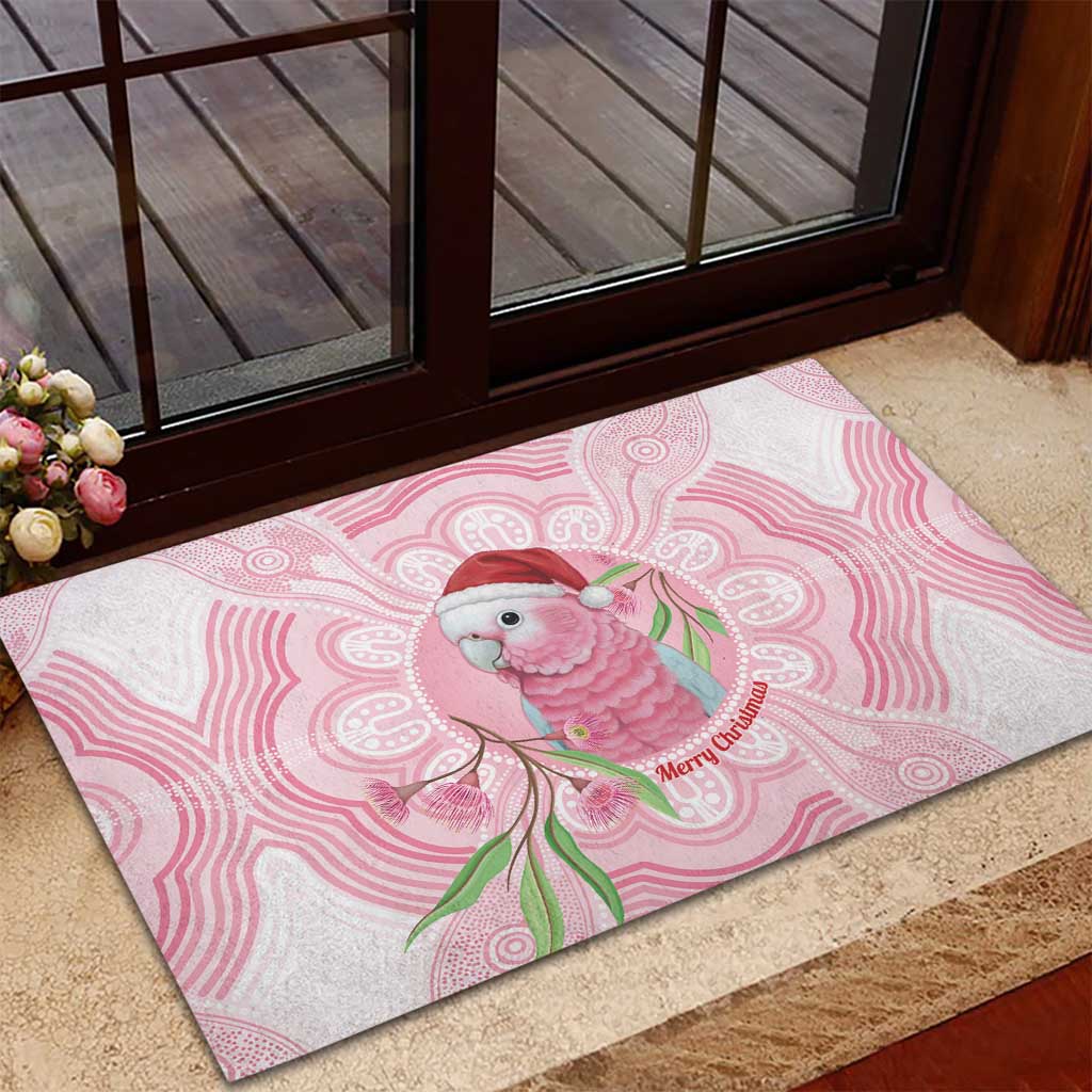 Funny Pink Galah Australia Christmas Rubber Doormat Eucalyptus Blossoms Aboriginal Art - Aussie Hoodie