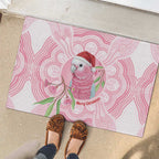 Funny Pink Galah Australia Christmas Rubber Doormat Eucalyptus Blossoms Aboriginal Art - Aussie Hoodie