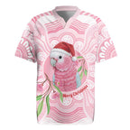 Funny Pink Galah Australia Christmas Rugby Jersey Eucalyptus Blossoms Aboriginal Art - Aussie Hoodie