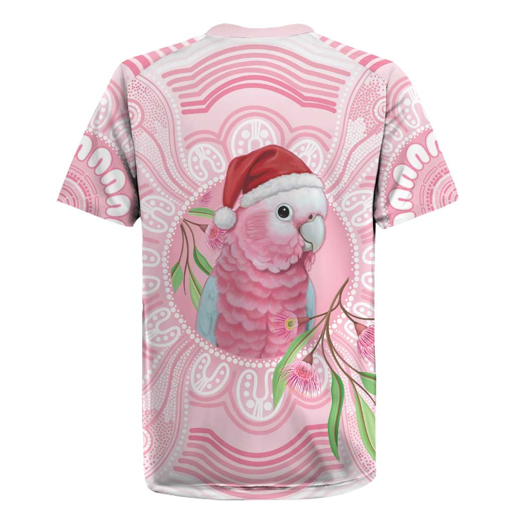 Funny Pink Galah Australia Christmas Rugby Jersey Eucalyptus Blossoms Aboriginal Art - Aussie Hoodie