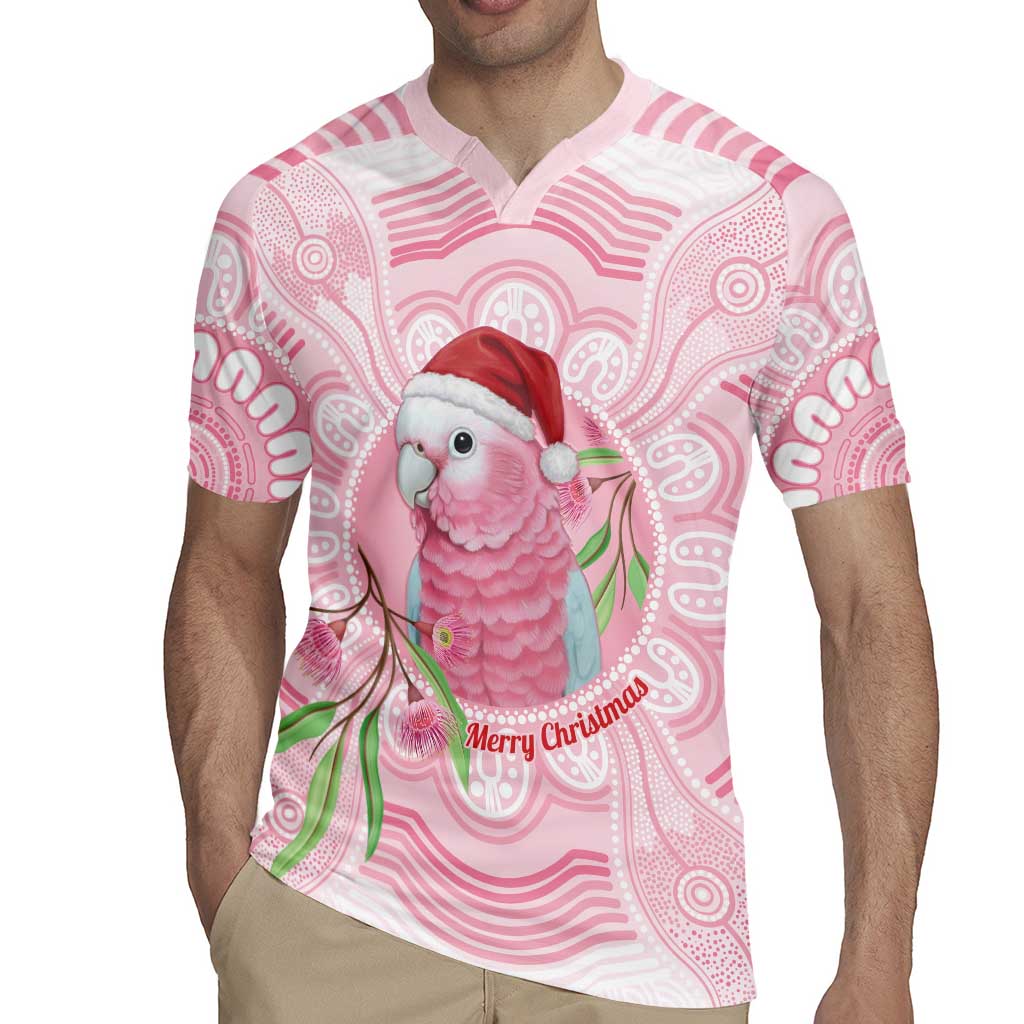 Funny Pink Galah Australia Christmas Rugby Jersey Eucalyptus Blossoms Aboriginal Art - Aussie Hoodie