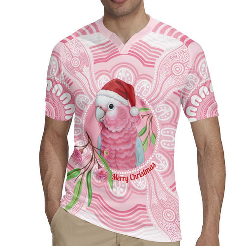 Funny Pink Galah Australia Christmas Rugby Jersey Eucalyptus Blossoms Aboriginal Art - Aussie Hoodie