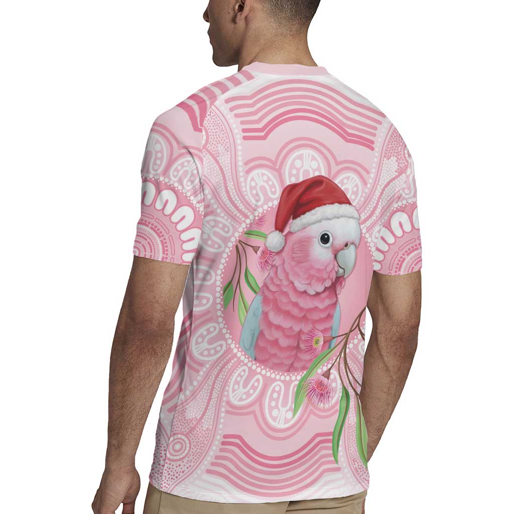 Funny Pink Galah Australia Christmas Rugby Jersey Eucalyptus Blossoms Aboriginal Art - Aussie Hoodie