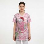 Funny Pink Galah Australia Christmas Scrub Top Eucalyptus Blossoms Aboriginal Art - Aussie Hoodie