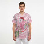 Funny Pink Galah Australia Christmas Scrub Top Eucalyptus Blossoms Aboriginal Art - Aussie Hoodie