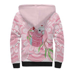 Funny Pink Galah Australia Christmas Sherpa Hoodie Eucalyptus Blossoms Aboriginal Art - Aussie Hoodie
