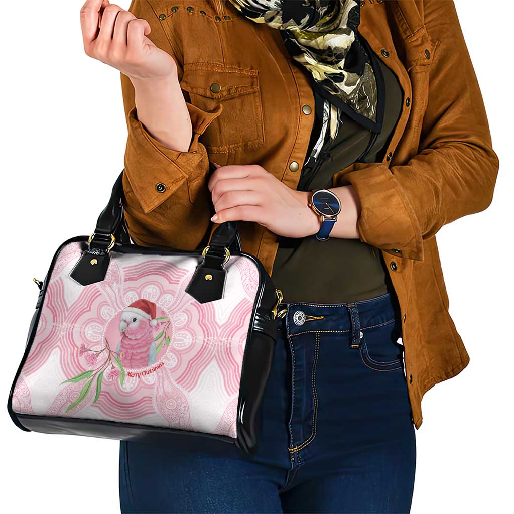 Funny Pink Galah Australia Christmas Shoulder Handbag Eucalyptus Blossoms Aboriginal Art - Aussie Hoodie