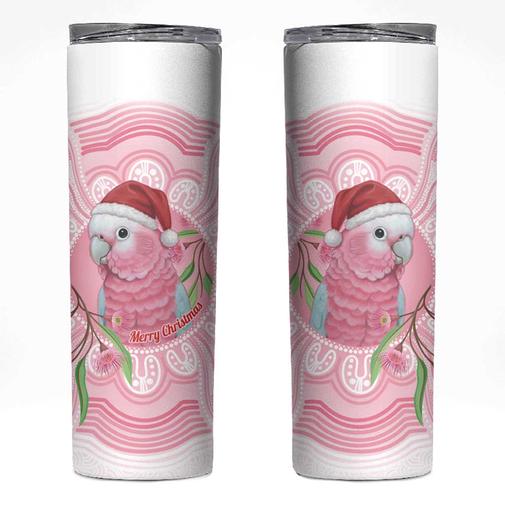 Funny Pink Galah Australia Christmas Skinny Tumbler Eucalyptus Blossoms Aboriginal Art - Aussie Hoodie