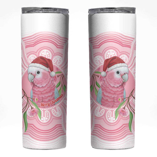 Funny Pink Galah Australia Christmas Skinny Tumbler Eucalyptus Blossoms Aboriginal Art - Aussie Hoodie