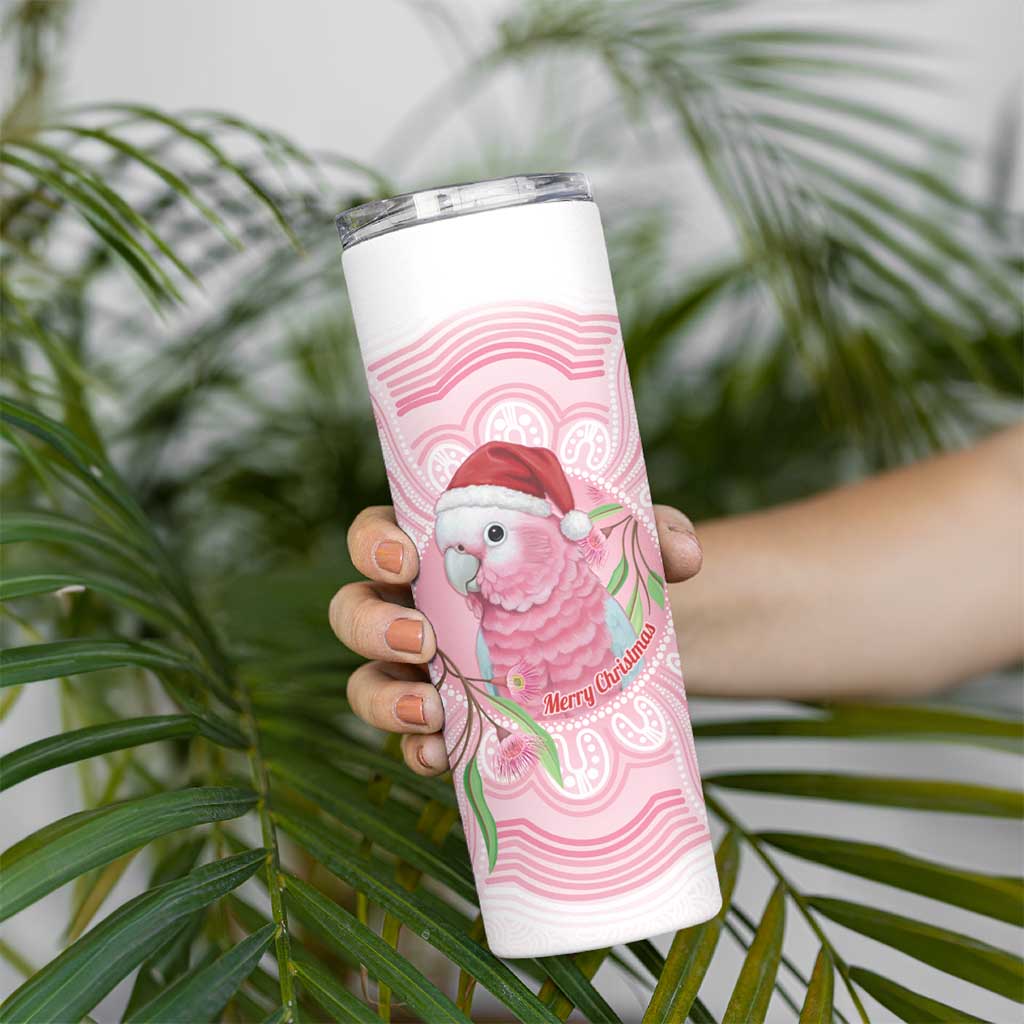 Funny Pink Galah Australia Christmas Skinny Tumbler Eucalyptus Blossoms Aboriginal Art - Aussie Hoodie