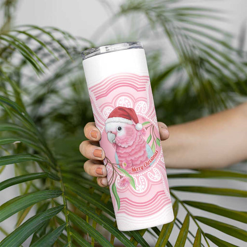 Funny Pink Galah Australia Christmas Skinny Tumbler Eucalyptus Blossoms Aboriginal Art - Aussie Hoodie