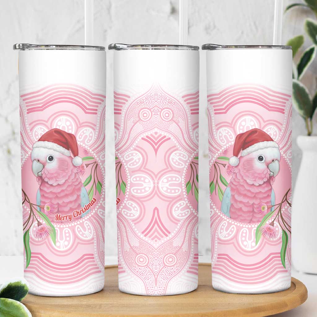 Funny Pink Galah Australia Christmas Skinny Tumbler Eucalyptus Blossoms Aboriginal Art - Aussie Hoodie