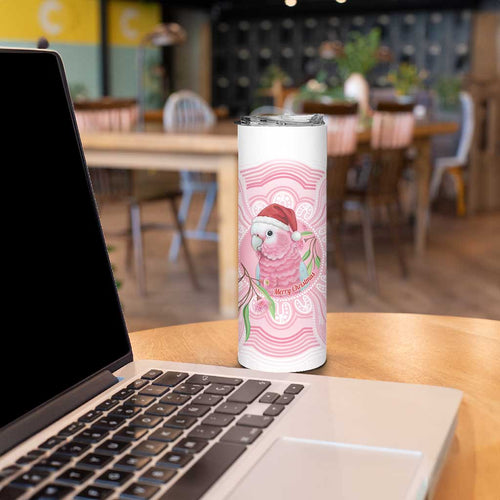 Funny Pink Galah Australia Christmas Skinny Tumbler Eucalyptus Blossoms Aboriginal Art - Aussie Hoodie