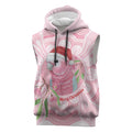 Funny Pink Galah Australia Christmas Sleeveless Hoodie Eucalyptus Blossoms Aboriginal Art - Aussie Hoodie