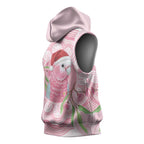 Funny Pink Galah Australia Christmas Sleeveless Hoodie Eucalyptus Blossoms Aboriginal Art - Aussie Hoodie