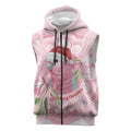 Funny Pink Galah Australia Christmas Sleeveless Zip Hoodie Eucalyptus Blossoms Aboriginal Art LT14