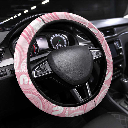 Funny Pink Galah Australia Christmas Steering Wheel Cover Eucalyptus Blossoms Aboriginal Art - Aussie Hoodie