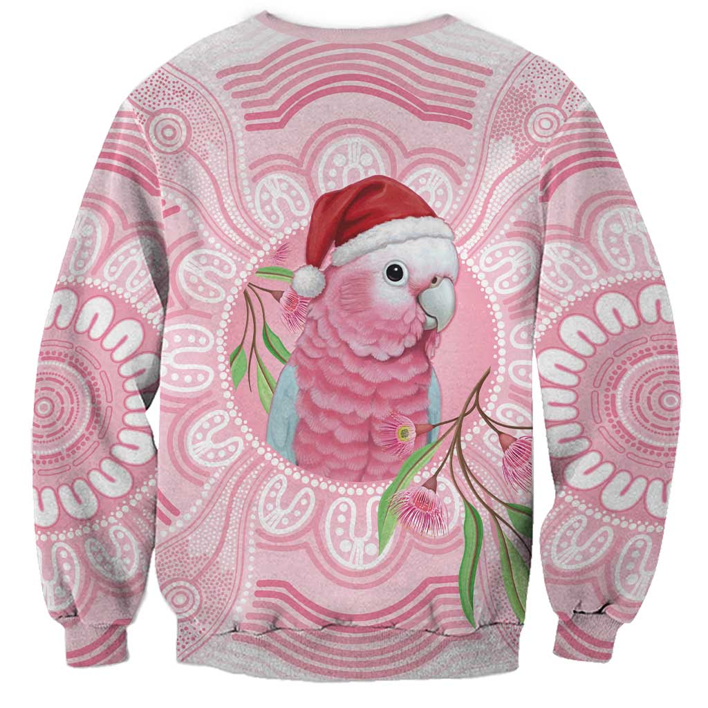 Funny Pink Galah Australia Christmas Sweatshirt Eucalyptus Blossoms Aboriginal Art - Aussie Hoodie
