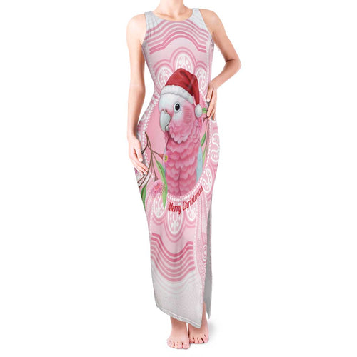 Funny Pink Galah Australia Christmas Tank Maxi Dress Eucalyptus Blossoms Aboriginal Art - Aussie Hoodie