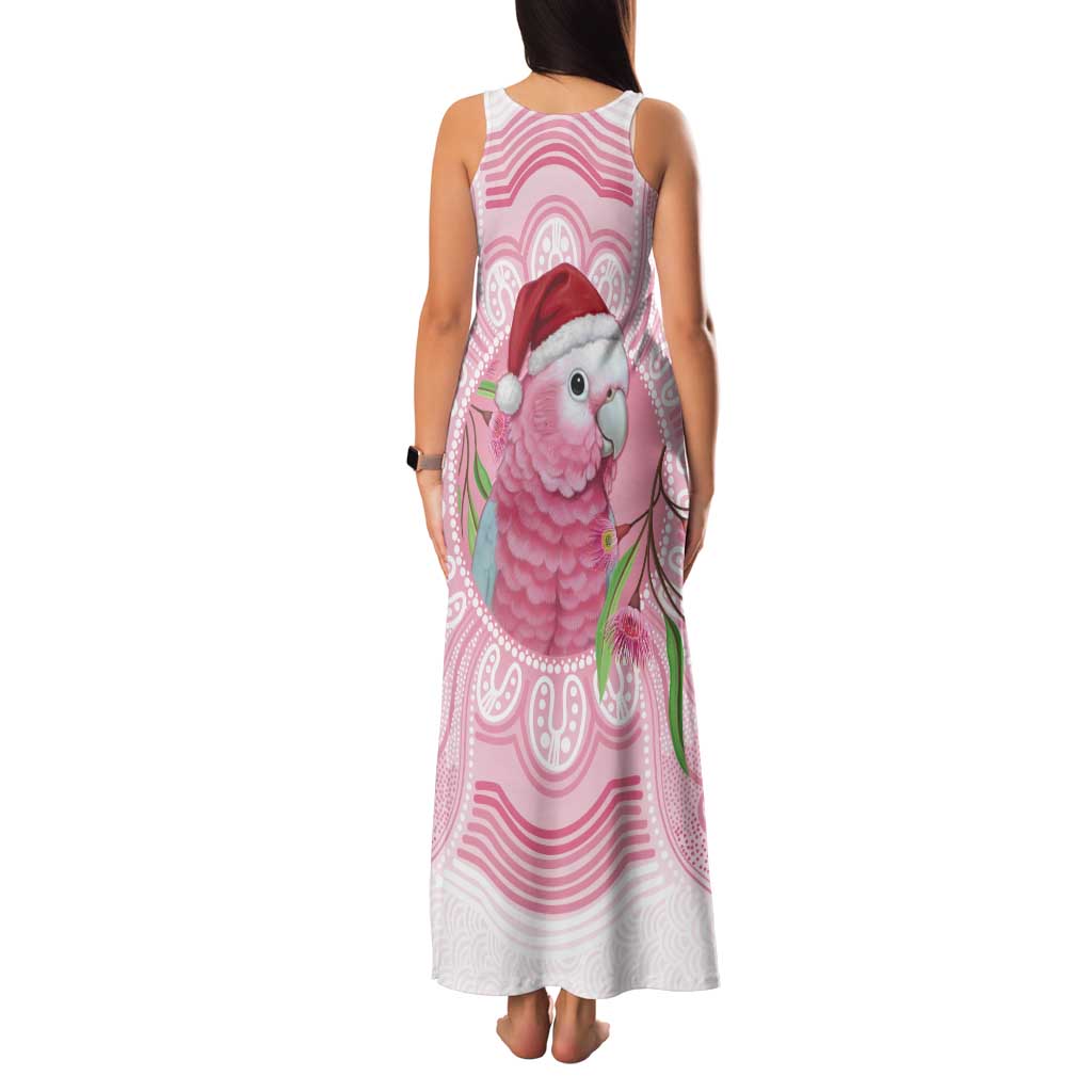 Funny Pink Galah Australia Christmas Tank Maxi Dress Eucalyptus Blossoms Aboriginal Art - Aussie Hoodie