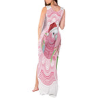 Funny Pink Galah Australia Christmas Tank Maxi Dress Eucalyptus Blossoms Aboriginal Art - Aussie Hoodie