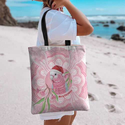 Funny Pink Galah Australia Christmas Tote Bag Eucalyptus Blossoms Aboriginal Art - Aussie Hoodie