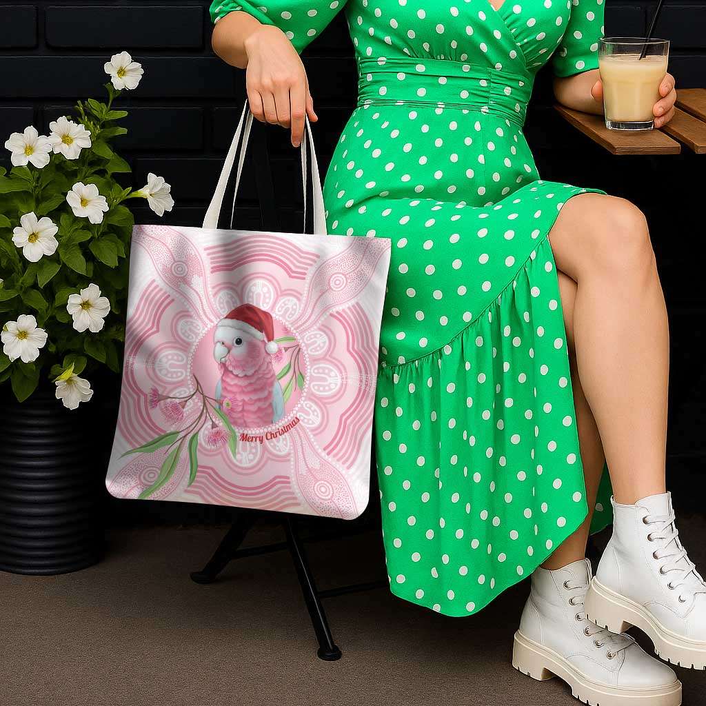Funny Pink Galah Australia Christmas Tote Bag Eucalyptus Blossoms Aboriginal Art - Aussie Hoodie