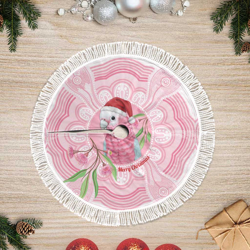 Funny Pink Galah Australia Christmas Tree Skirt Eucalyptus Blossoms Aboriginal Art - Aussie Hoodie
