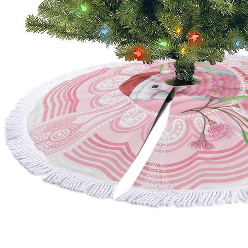 Funny Pink Galah Australia Christmas Tree Skirt Eucalyptus Blossoms Aboriginal Art - Aussie Hoodie