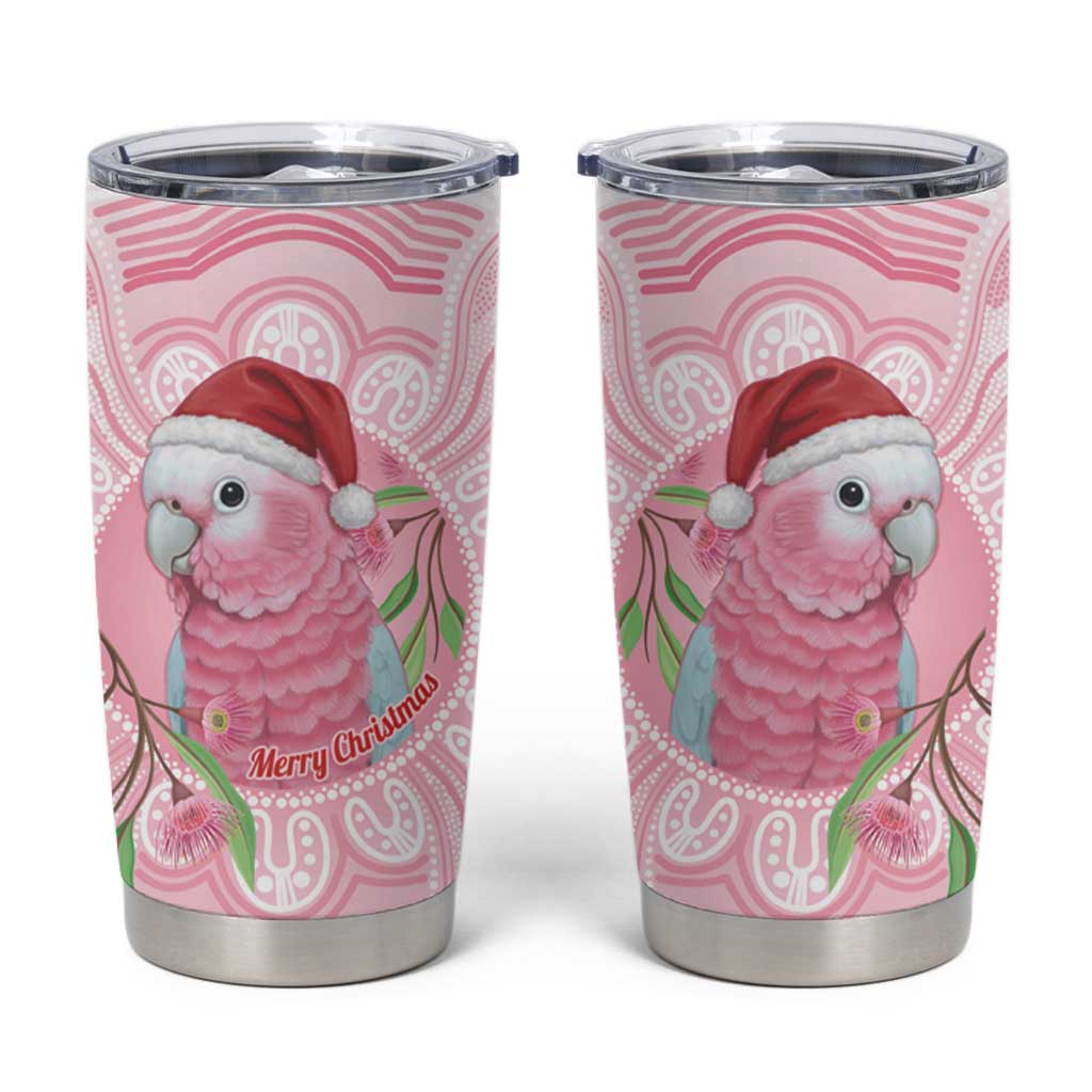 Funny Pink Galah Australia Christmas Tumbler Cup Eucalyptus Blossoms Aboriginal Art - Aussie Hoodie