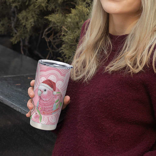 Funny Pink Galah Australia Christmas Tumbler Cup Eucalyptus Blossoms Aboriginal Art - Aussie Hoodie