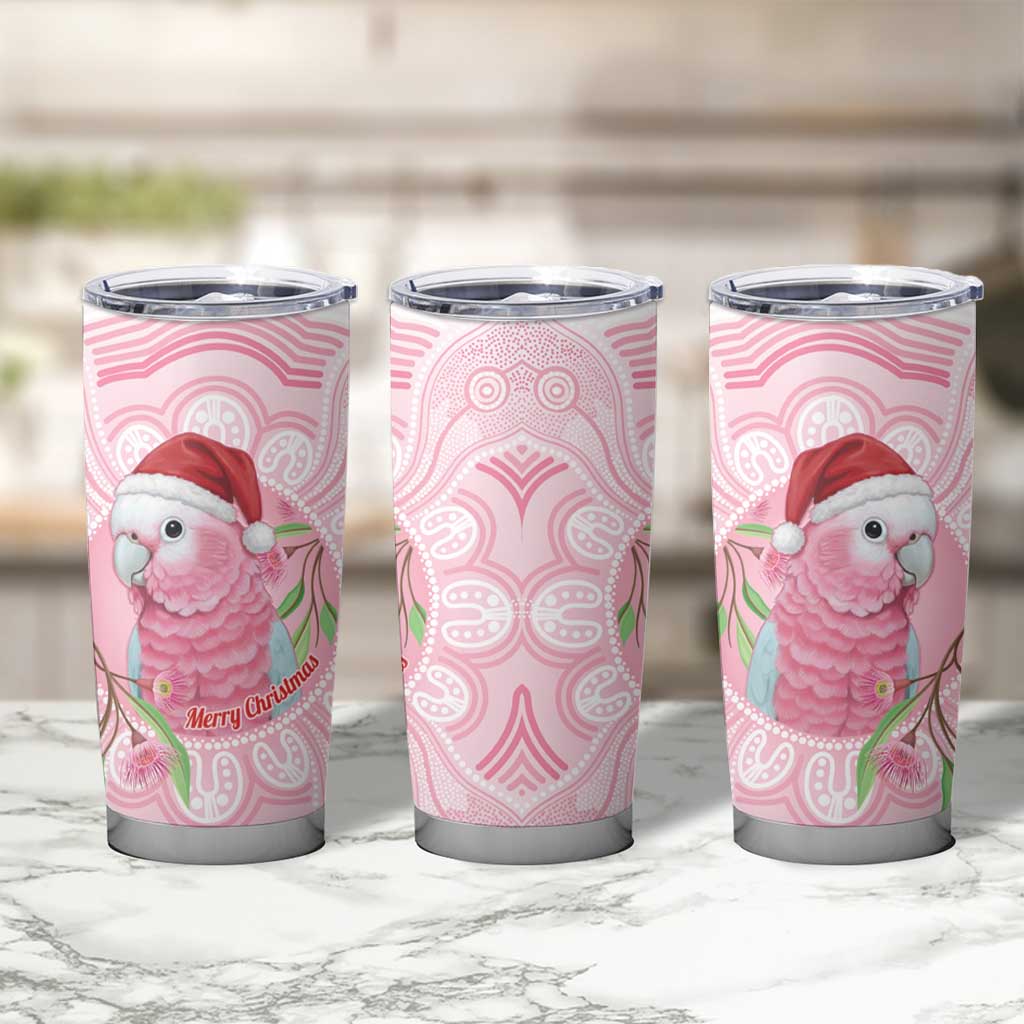 Funny Pink Galah Australia Christmas Tumbler Cup Eucalyptus Blossoms Aboriginal Art - Aussie Hoodie