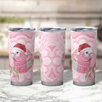Funny Pink Galah Australia Christmas Tumbler Cup Eucalyptus Blossoms Aboriginal Art - Aussie Hoodie