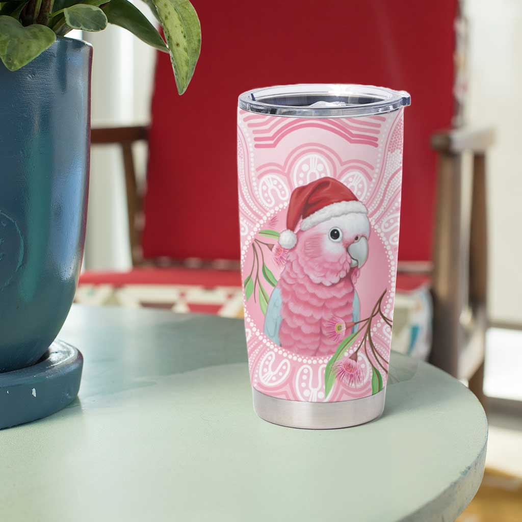 Funny Pink Galah Australia Christmas Tumbler Cup Eucalyptus Blossoms Aboriginal Art - Aussie Hoodie