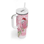 Funny Pink Galah Australia Christmas Tumbler With Handle Eucalyptus Blossoms Aboriginal Art - Aussie Hoodie