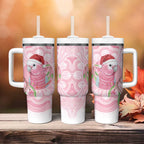 Funny Pink Galah Australia Christmas Tumbler With Handle Eucalyptus Blossoms Aboriginal Art - Aussie Hoodie