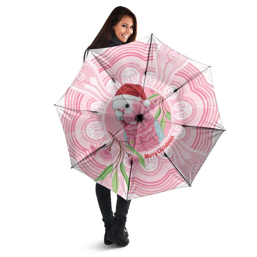 Funny Pink Galah Australia Christmas Umbrella Eucalyptus Blossoms Aboriginal Art - Aussie Hoodie